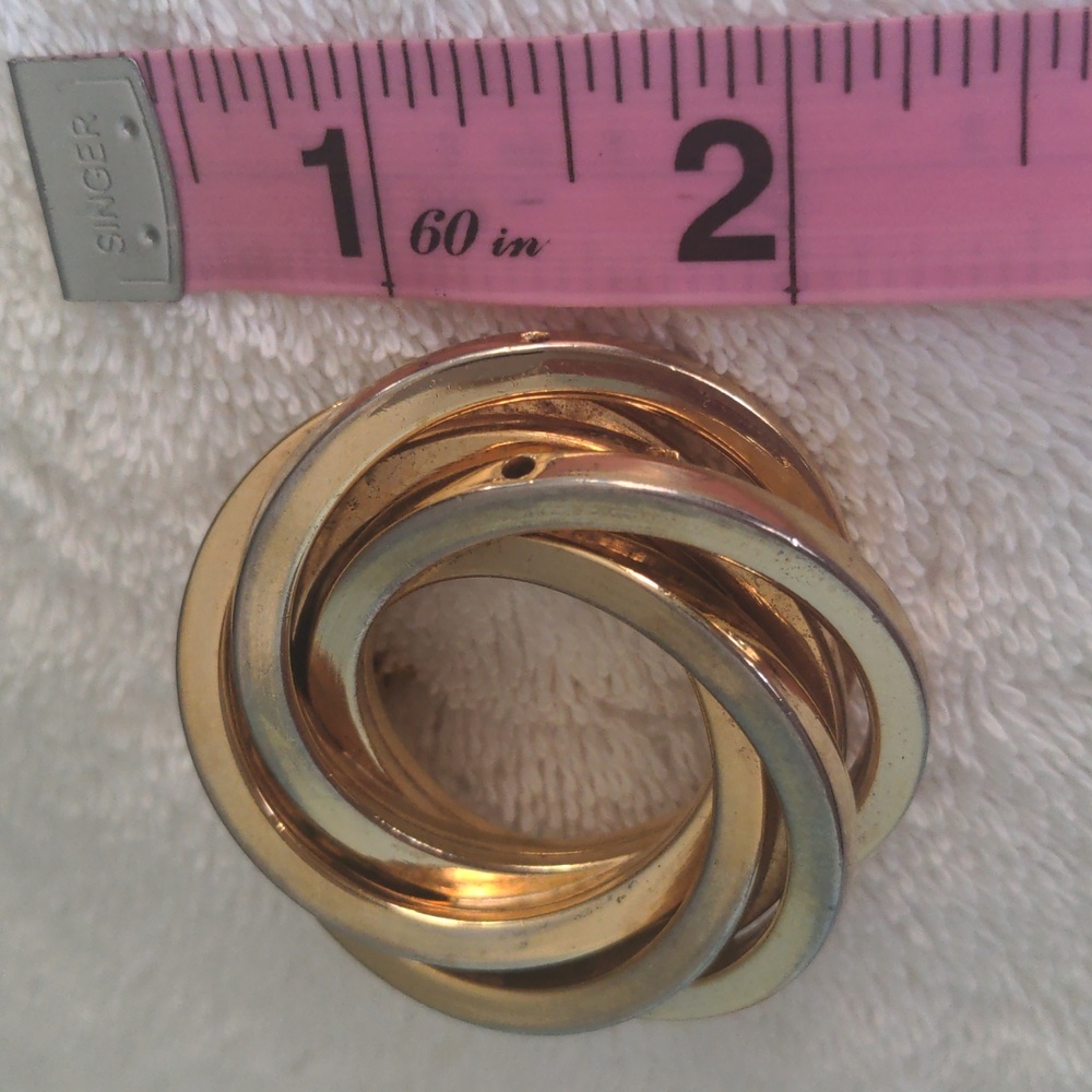 Gold Interlocking Circle Brooch, Statement Pin Vi… - image 3